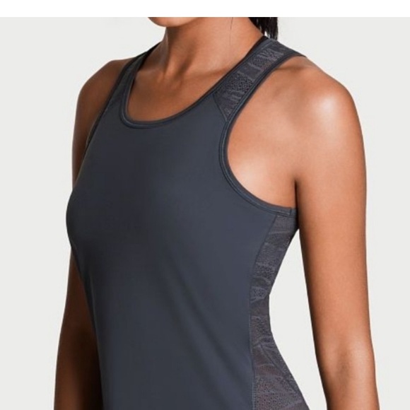 Victoria's Secret Tops - Victoria’s Secret VSX Heather Gray Black Racerback Tank